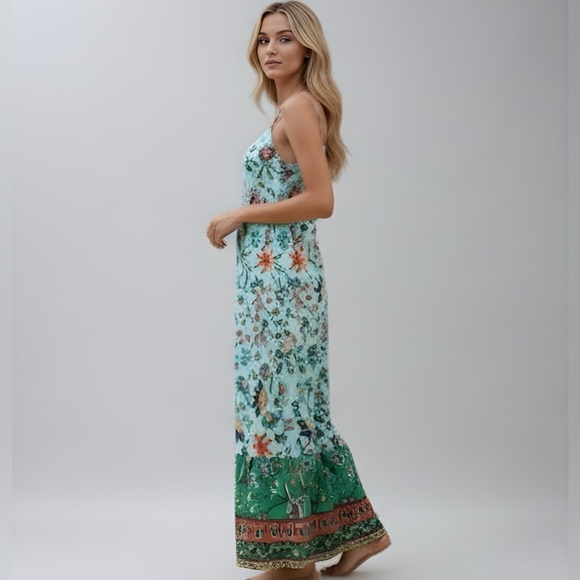 Boho Floral Print Wide Leg Cami Jumpsuit With Pockets - Picture 3 of 8